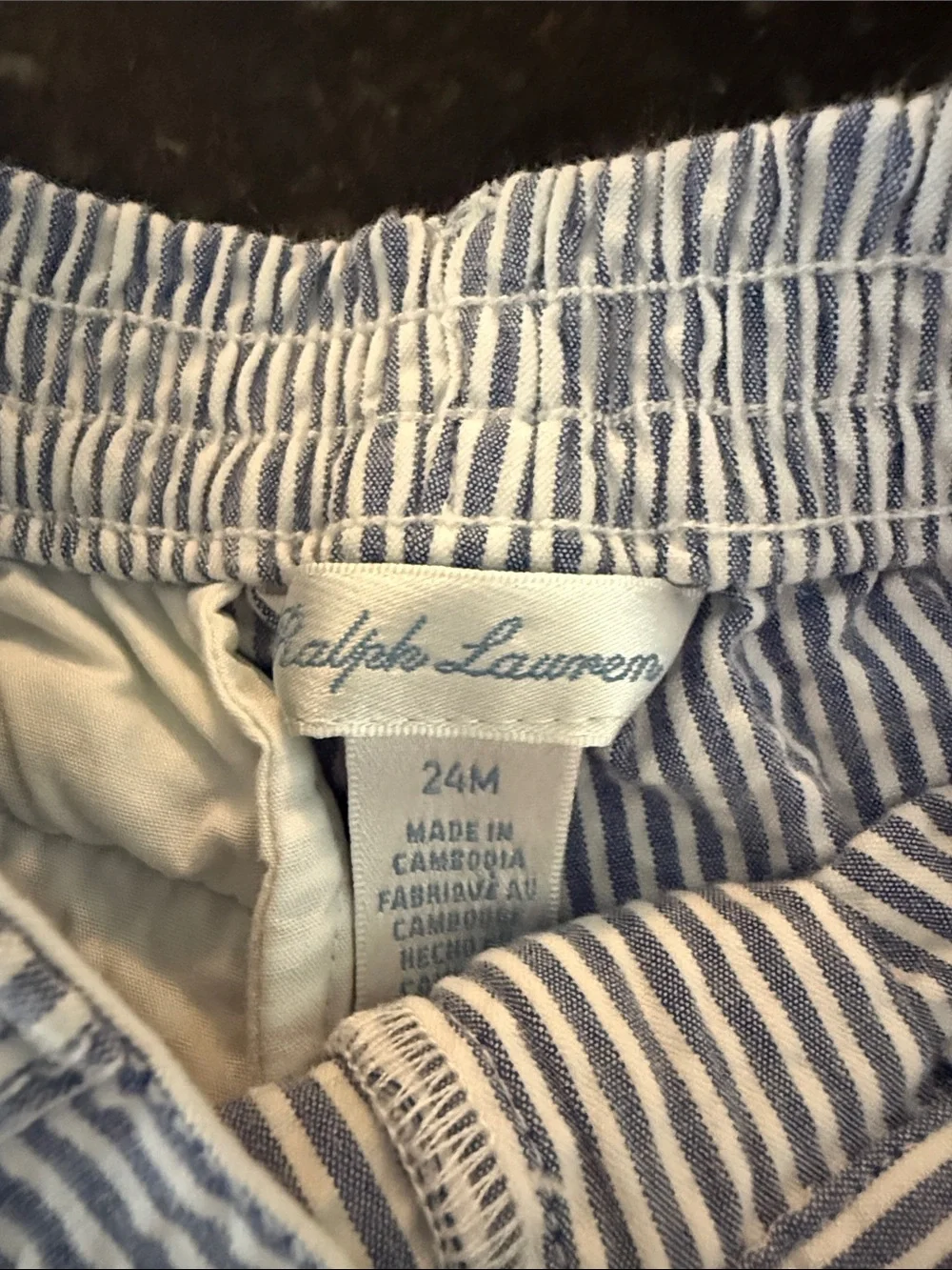 Ralph Lauren Blue and White Striped Seersucker Shorts Just like dad